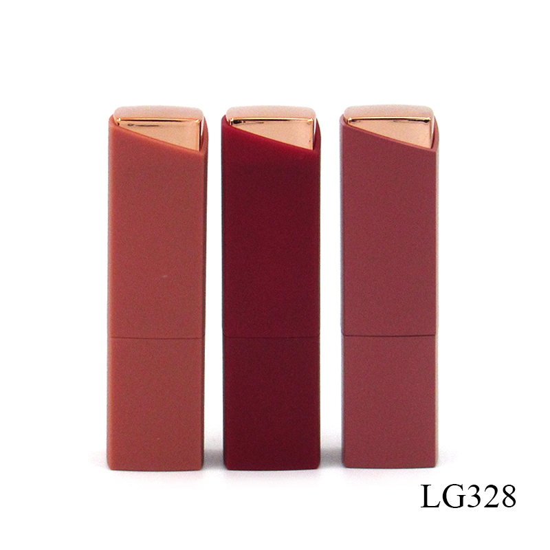 Wholesale rubber paint design plastic lipstick packaging tube, custom color square cosmetics empty lipstick container tube