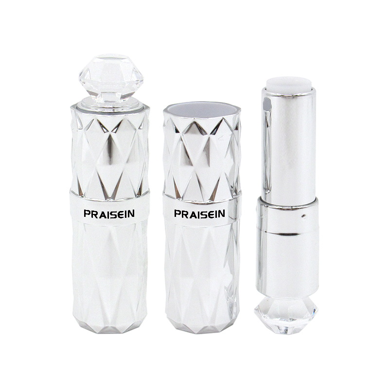 Lipstick packaging customized high quality plastic empty cosmetic lipstick container, silver lipstick tubes