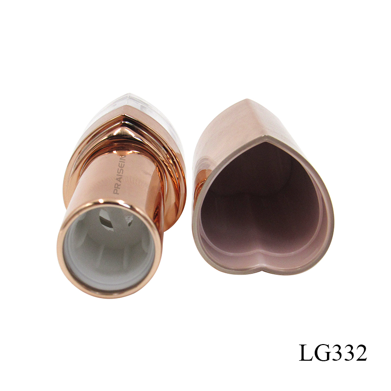 Heart-shaped rose gold lipstick tube manufacturers produce cosmetic plastic tubes for lipstick