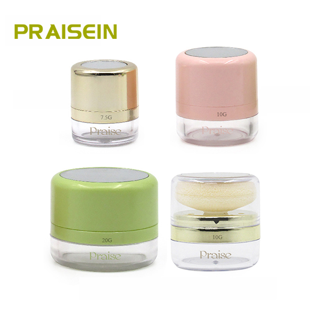 7.5g/10g/20g High quality plastic empty cosmetic packaging powder container jar with puff and mirror