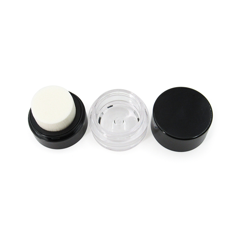 Fashion new item cosmetic 8g repairing makeup blush case palette packaging, makeup round clear blush container with sponge