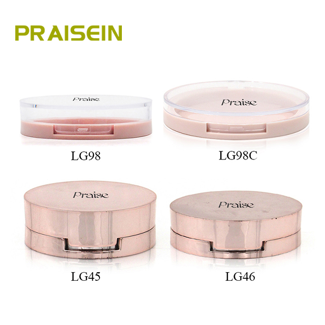 Hot sale wholesale custom cosmetic empty powder compact round case container plastic makeup packaging