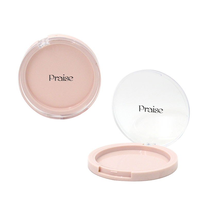 Hot sale wholesale custom cosmetic empty powder compact round case container plastic makeup packaging