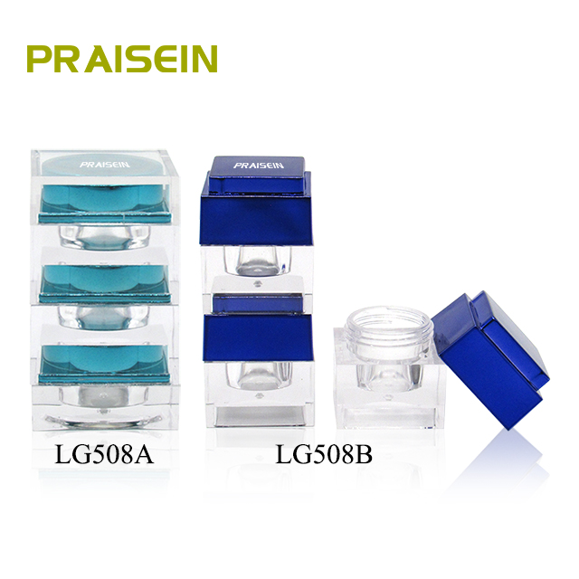 Stackable plastic cosmetic cream jar, multi-layer square nail polish glue container packaging custom logo