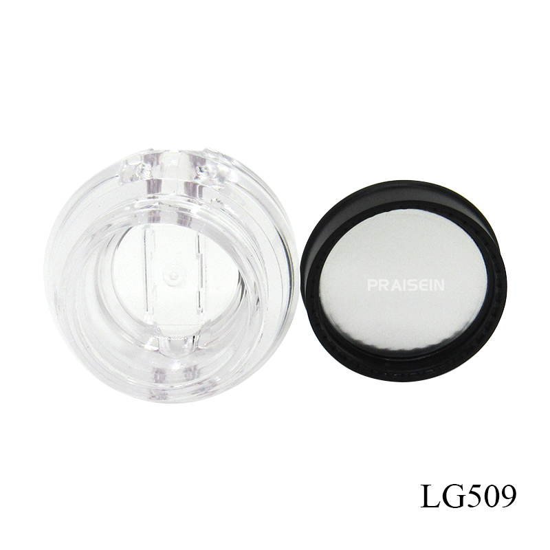 Round empty transparent cosmetic eyeliner jar with brush wholesale plastic concealer containers