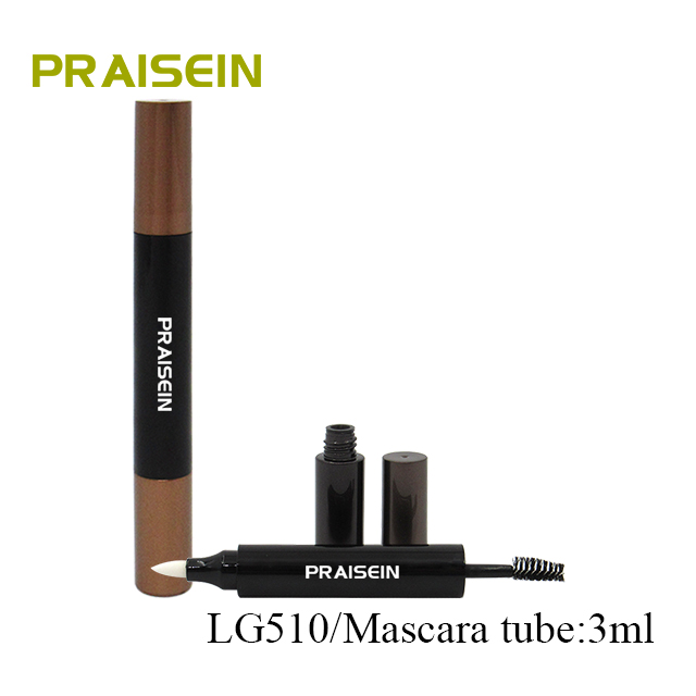 Supplier wholesale 2 in 1 round mascara tube liquid eyeliner tube packaging, 3ml plastic empty mascara containers