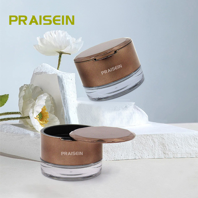 Cosmetic packaging supplier custom round plastic concealer containers, empty eye shadow case with rotating lid