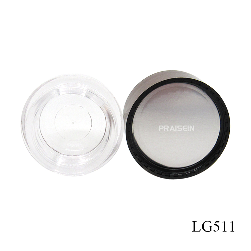 Cosmetic packaging supplier custom round plastic concealer containers, empty eye shadow case with rotating lid