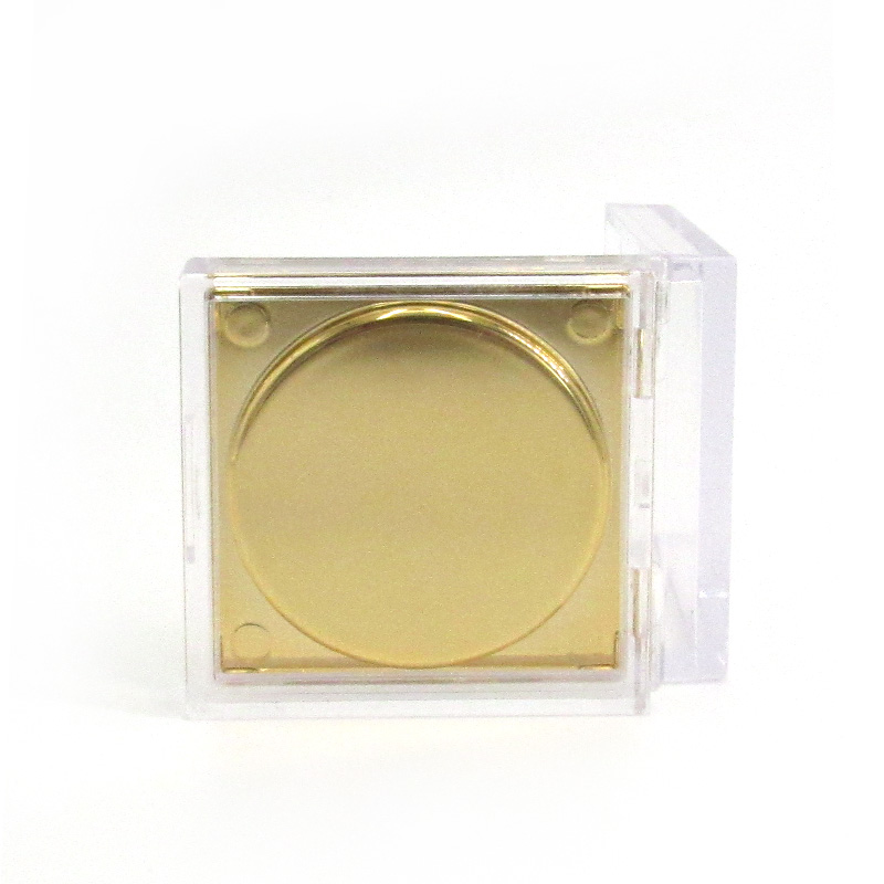 High-grade empty clear square compact powder packaging case custom designs cosmetics plastic blush container, inner gold plating