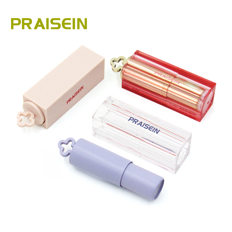 Wholesale empty square cosmetic lipstick packaging custom printed plastic lip balm tube