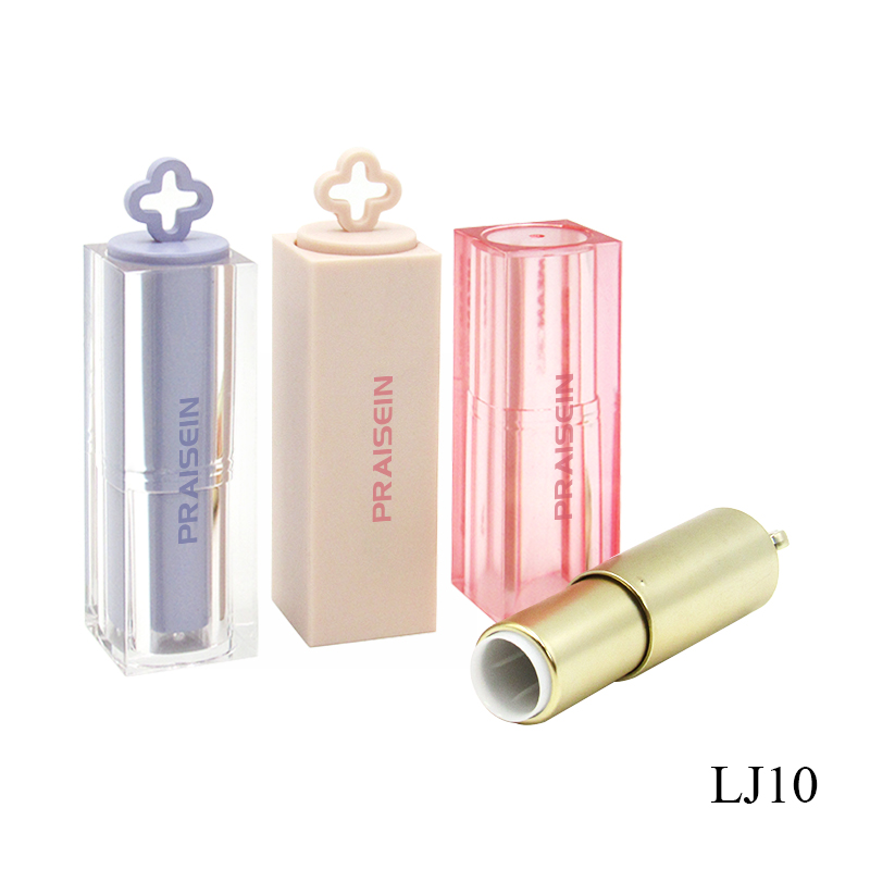 Wholesale empty square cosmetic lipstick packaging custom printed plastic lip balm tube