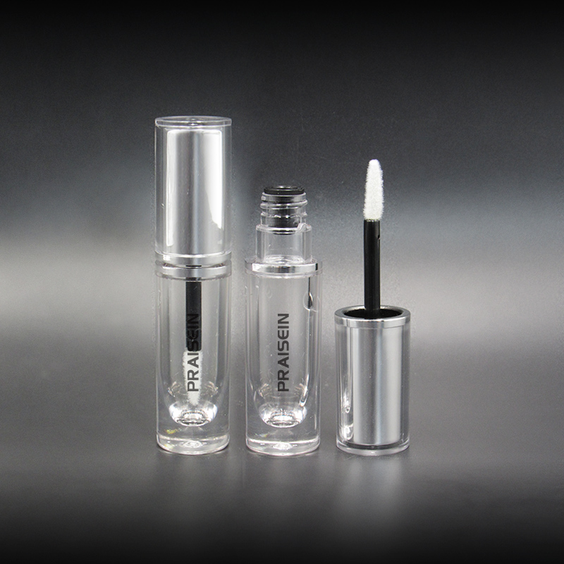 5ml 6ml silver lip gloss tube custom printed label empty round plastic cosmetic lip gloss packaging