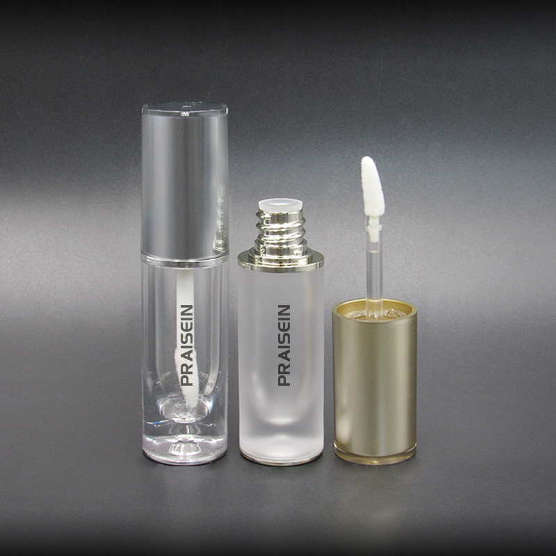 5ml 6ml silver lip gloss tube custom printed label empty round plastic cosmetic lip gloss packaging