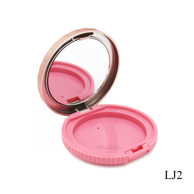 Wholesale pink round 76mm empty plastic powder compact case with mirror