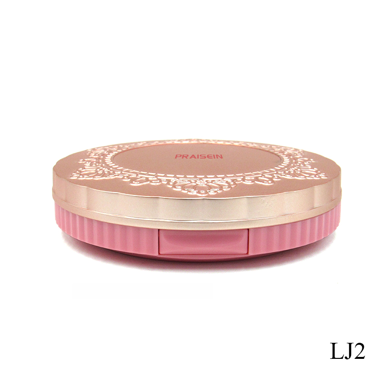 Wholesale pink round 76mm empty plastic powder compact case with mirror