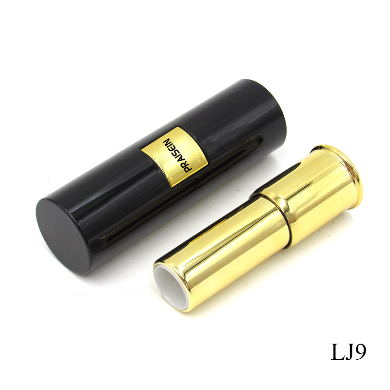 PRAISEIN brand custom round makeup lipstick container spring press type empty black lipstick tube