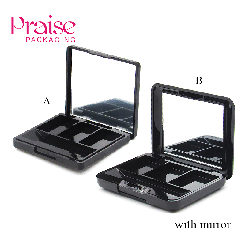 China factory makeup processing empty DIY cosmetic 3 color Eye shadow Blush Palette plastic case container with mirror