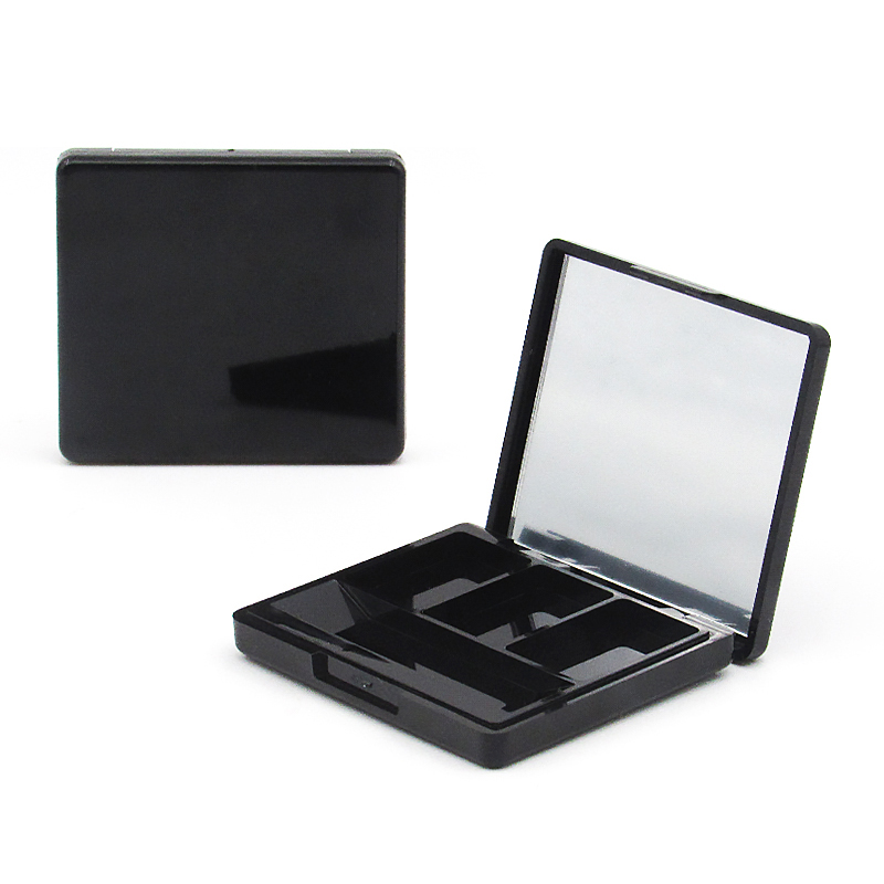 China factory makeup processing empty DIY cosmetic 3 color Eye shadow Blush Palette plastic case container with mirror