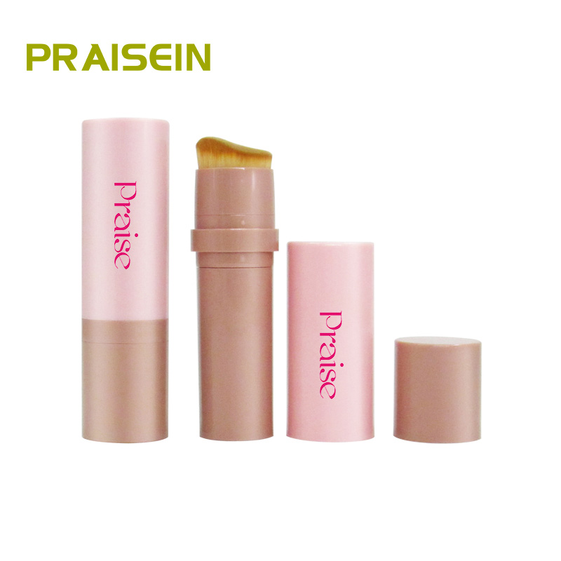 Private label double head contour stick with hair brush makeup packaging wholesale 15g circular revolving concealer tube