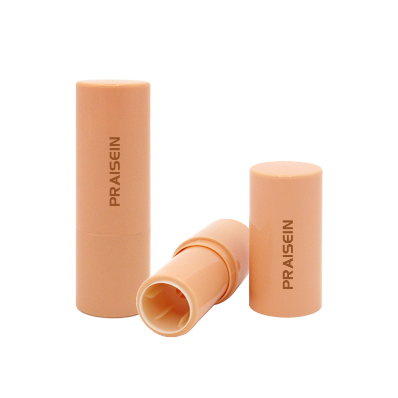 Processing custom round shape backflow cosmetic empty plastic foundation stick tube, concealer packing tube with inner cover