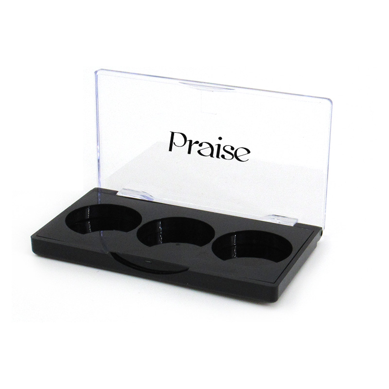 Manufacturer wholesale square plastic eye shadow case cosmetic empty 3 color eye shadow container custom craft