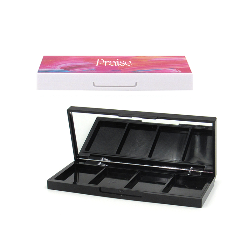 Good quality black rectangular eye shadow case container, multi-color plastic eye shadow blush palette, cosmetics case packaging