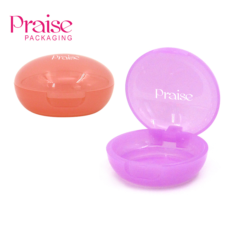 Lovely color plastic cosmetic blush packaging container manufacturers wholesale smooth round empty monochromatic blush case