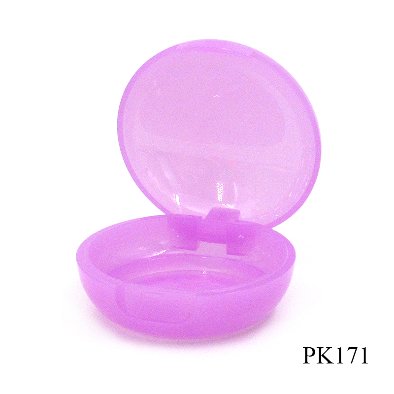 Lovely color plastic cosmetic blush packaging container manufacturers wholesale smooth round empty monochromatic blush case