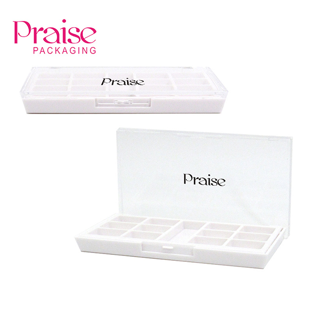 Private label custom 13-color cosmetic eye shadow palette wholesale white plastic clamshell empty eye shadow case packaging