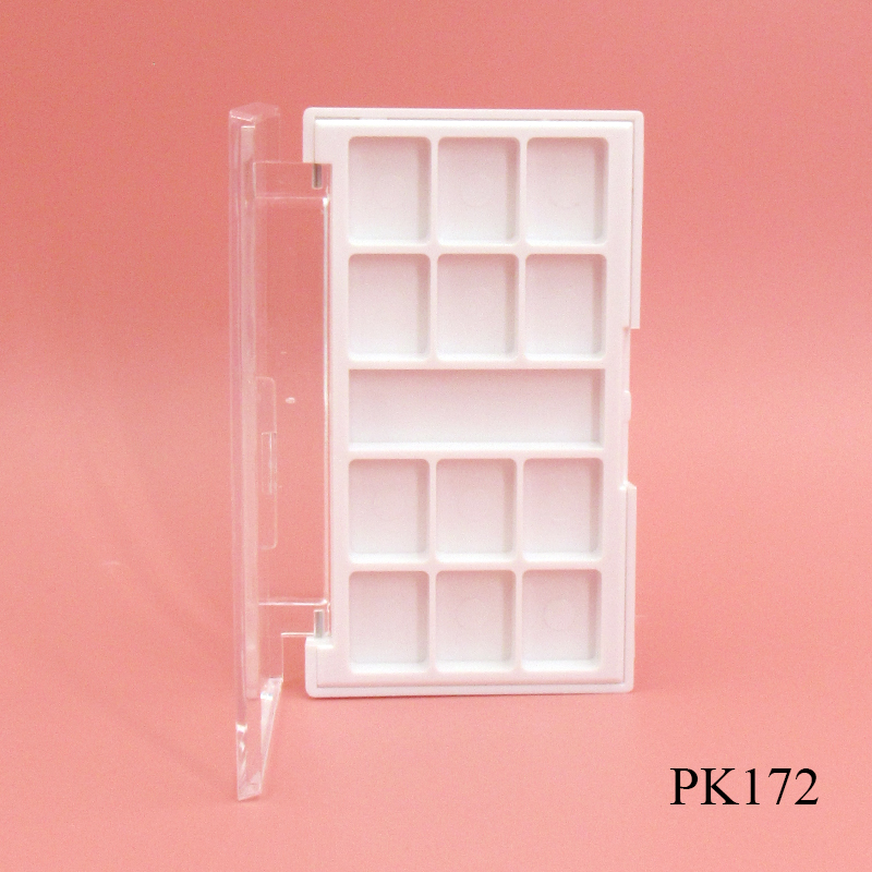 Private label custom 13-color cosmetic eye shadow palette wholesale white plastic clamshell empty eye shadow case packaging