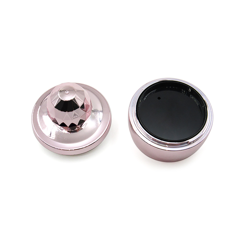 Cosmetic wholesale cute round empty blush case container with sponge puff, custom makeup plastic packaging