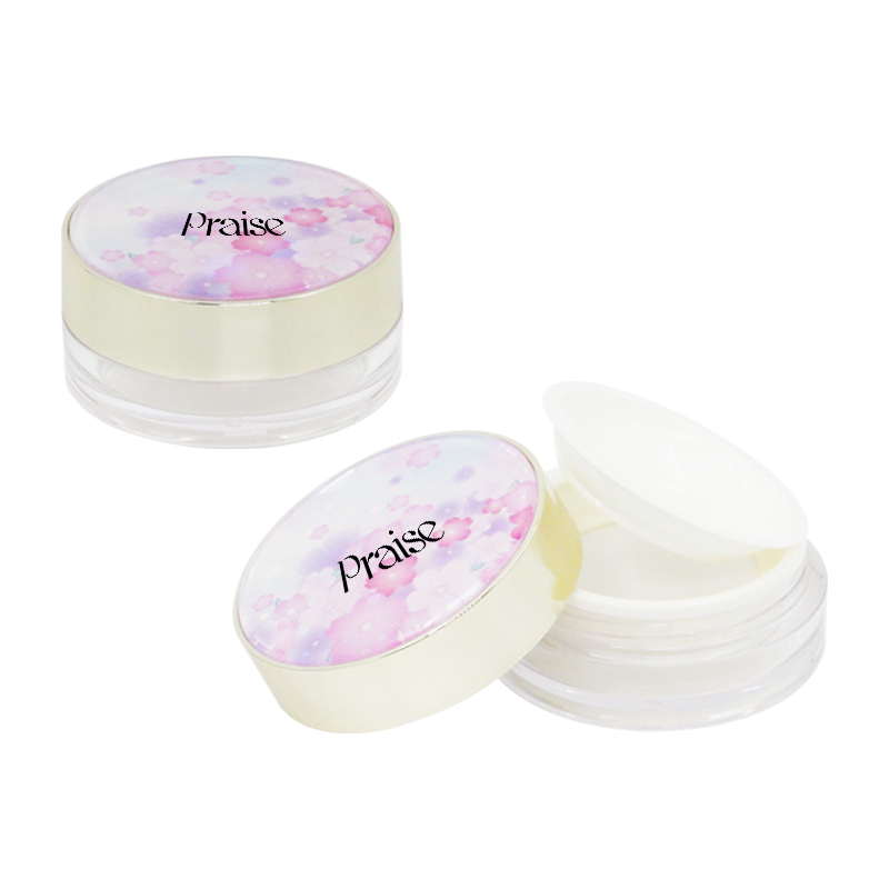 Supplier produces custom cosmetic packaging case, 10g/30g round empty plastic loose powder container can hold the powder puff