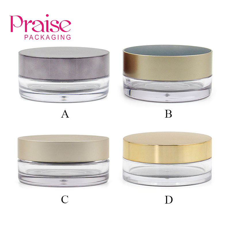 Custom designs makeup 16g Loose Powder Mineral empty clear case container with mirror, Can put a puff, Leak Proof silicone plug