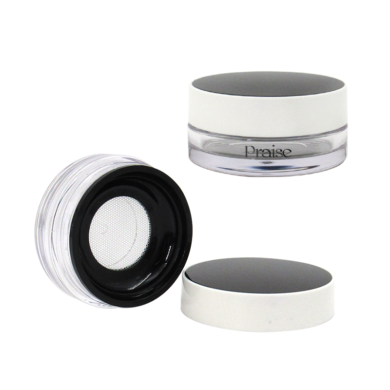 Custom designs makeup 16g Loose Powder Mineral empty clear case container with mirror, Can put a puff, Leak Proof silicone plug