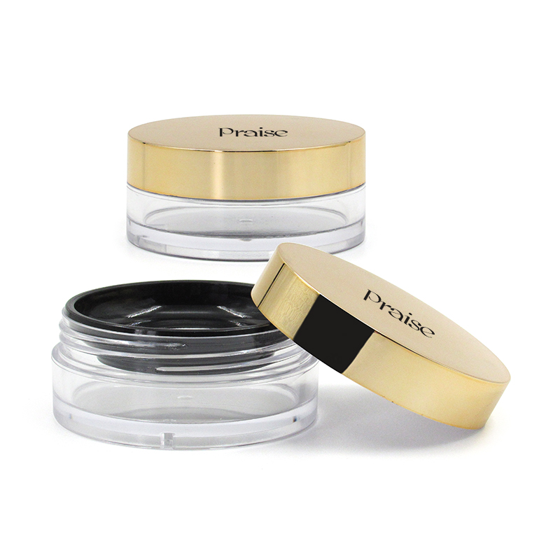 Custom designs makeup 16g Loose Powder Mineral empty clear case container with mirror, Can put a puff, Leak Proof silicone plug