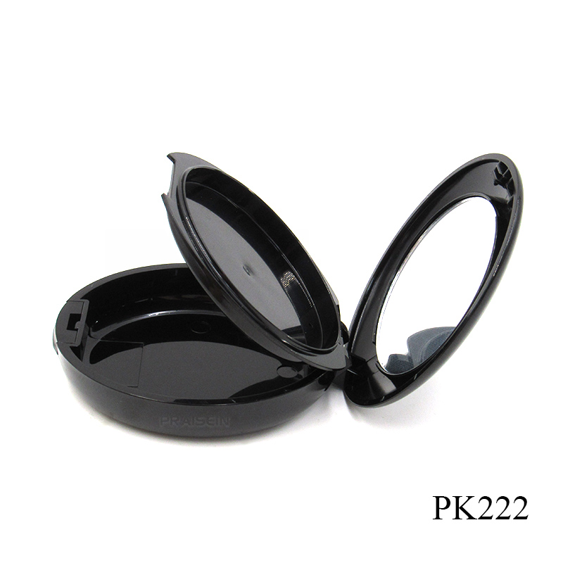 Wholesale plastic packaging black empty makeup powder compact case with mirror