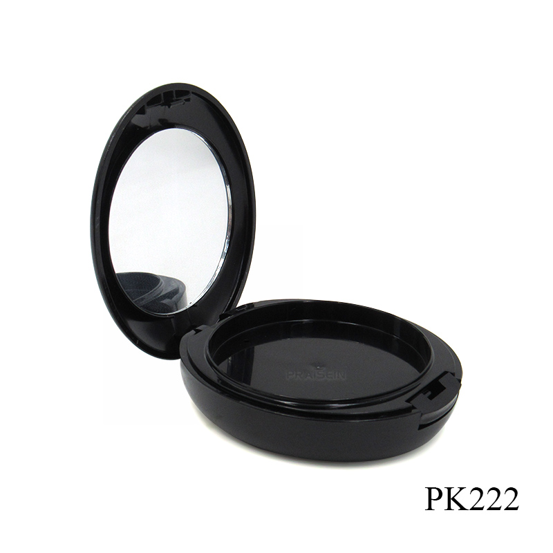 Wholesale plastic packaging black empty makeup powder compact case with mirror