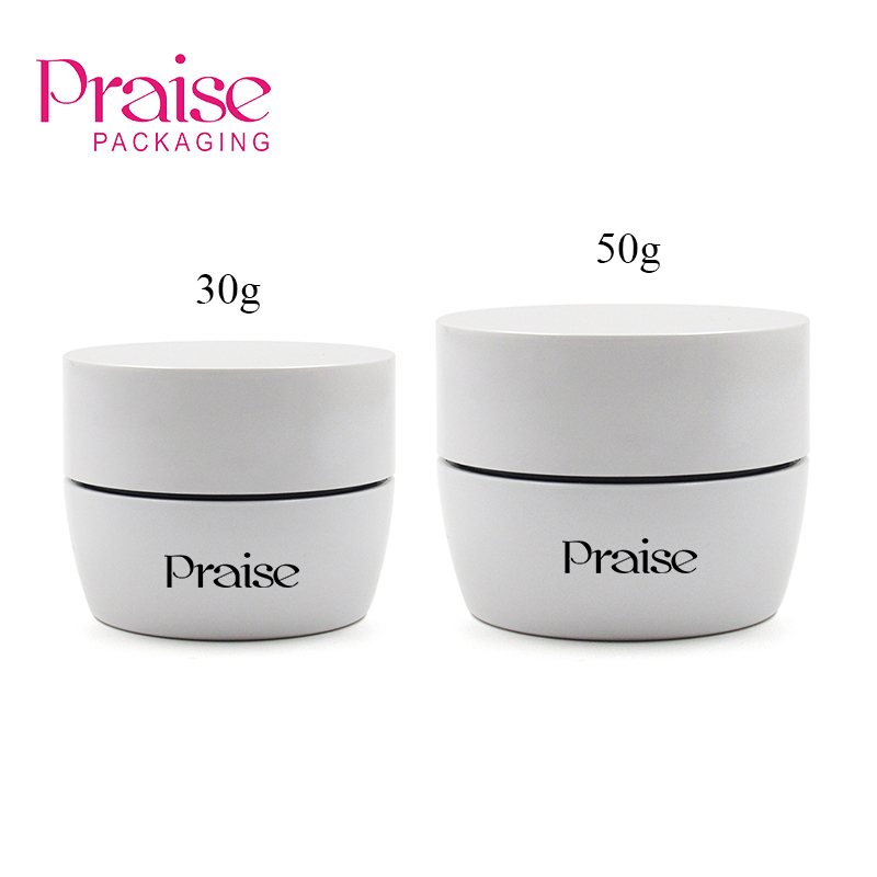 Factory direct selling pearl white round face cream jar 30g/50g plastic cosmetic cream empty container with inner lid