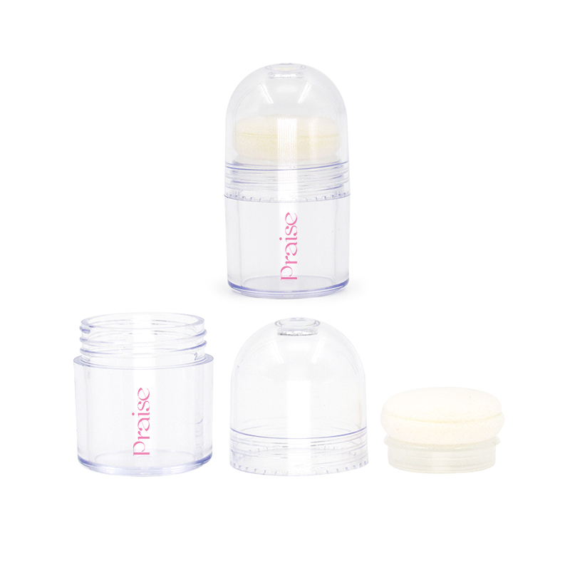 Round plastic reusable Leakproof deodorant bottle 15g/25g transparent powder case, empty hairline filling box cosmetic packaging