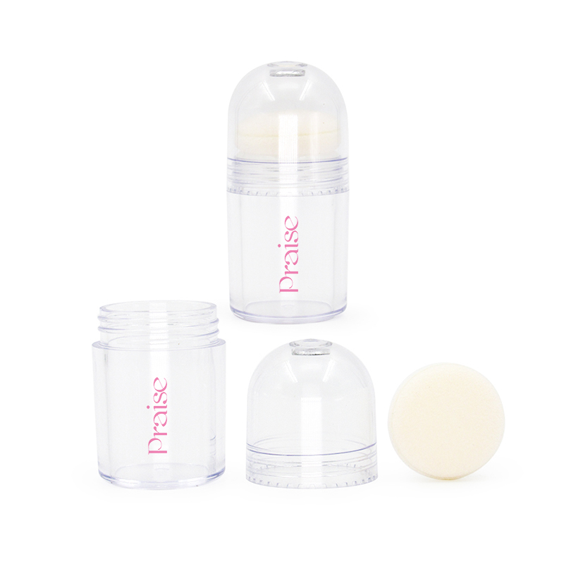 Round plastic reusable Leakproof deodorant bottle 15g/25g transparent powder case, empty hairline filling box cosmetic packaging