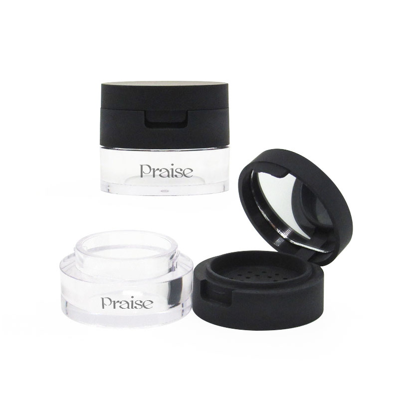 Capacity 3g/5g Mini portable compact container of loose powder of cosmetics, round black plastic empty case packaging wholesale