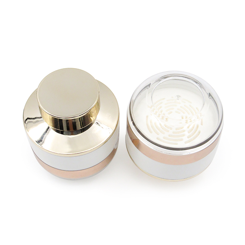 Factory price luxury round plastic makeup packaging Loose Powder case with puff, for DIY cosmetic empty loose powder container