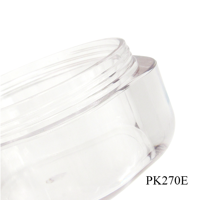 Wholesale custom hexagonal transparent cosmetic packaging case, plastic empty loose powder jar with sifter and black lid