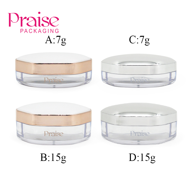 Unique hexagonal shape screw cover powder packing case 7g/15g empty clear cosmetic powder container custom inner cover