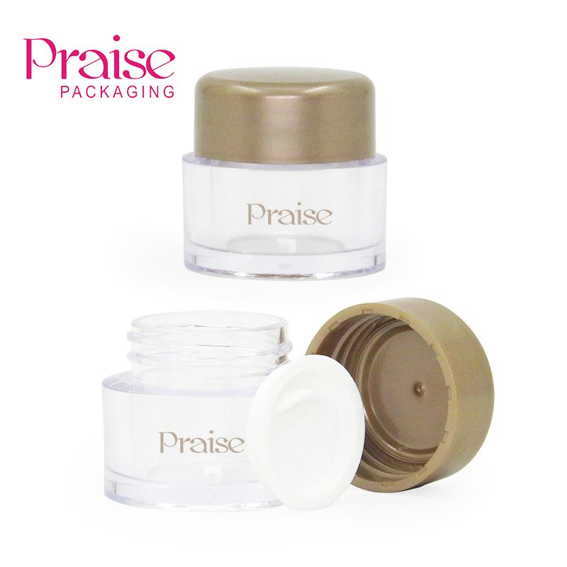 Support custom processing cosmetic container 7g round empty clear cream jar, mini portable skin care packaging with inner lid