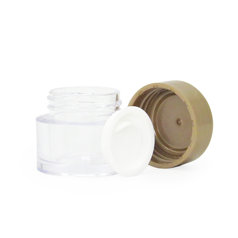 Support custom processing cosmetic container 7g round empty clear cream jar, mini portable skin care packaging with inner lid