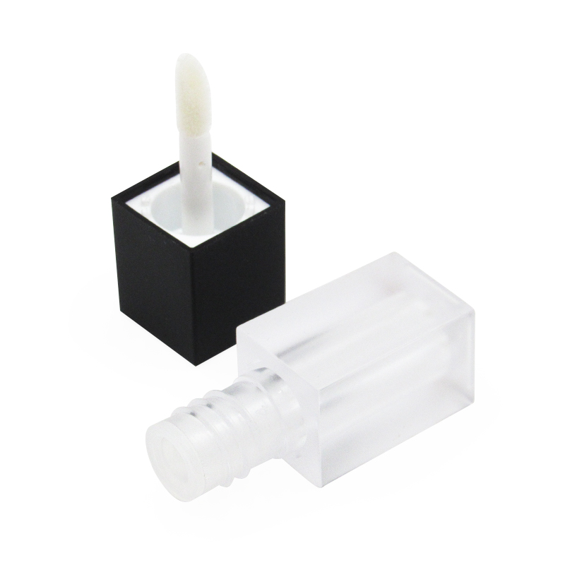 Factory outlet 0.8g cosmetic empty clear mini lip gloss tube container ,with black cover, for liquid lipstick sample