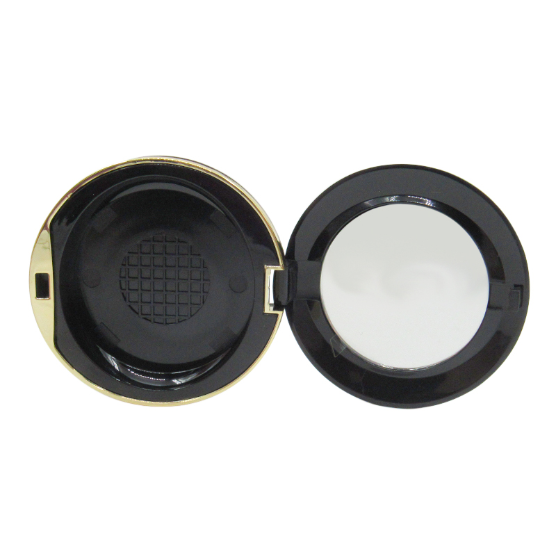 Custom luxury cosmetic packaging black phnom penh empty powder compact case container with mirror, For facial makeup