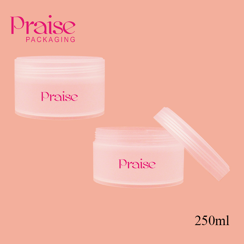 Factory price 250ml PP plastic frosted face cream jar, transparent wide mouth cosmetics paste round bottle custom private label