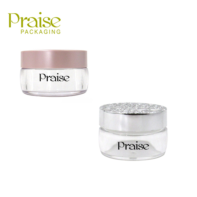 Empty reusable powder container customized 30ml round transparent cosmetic loose powder case plastic packaging